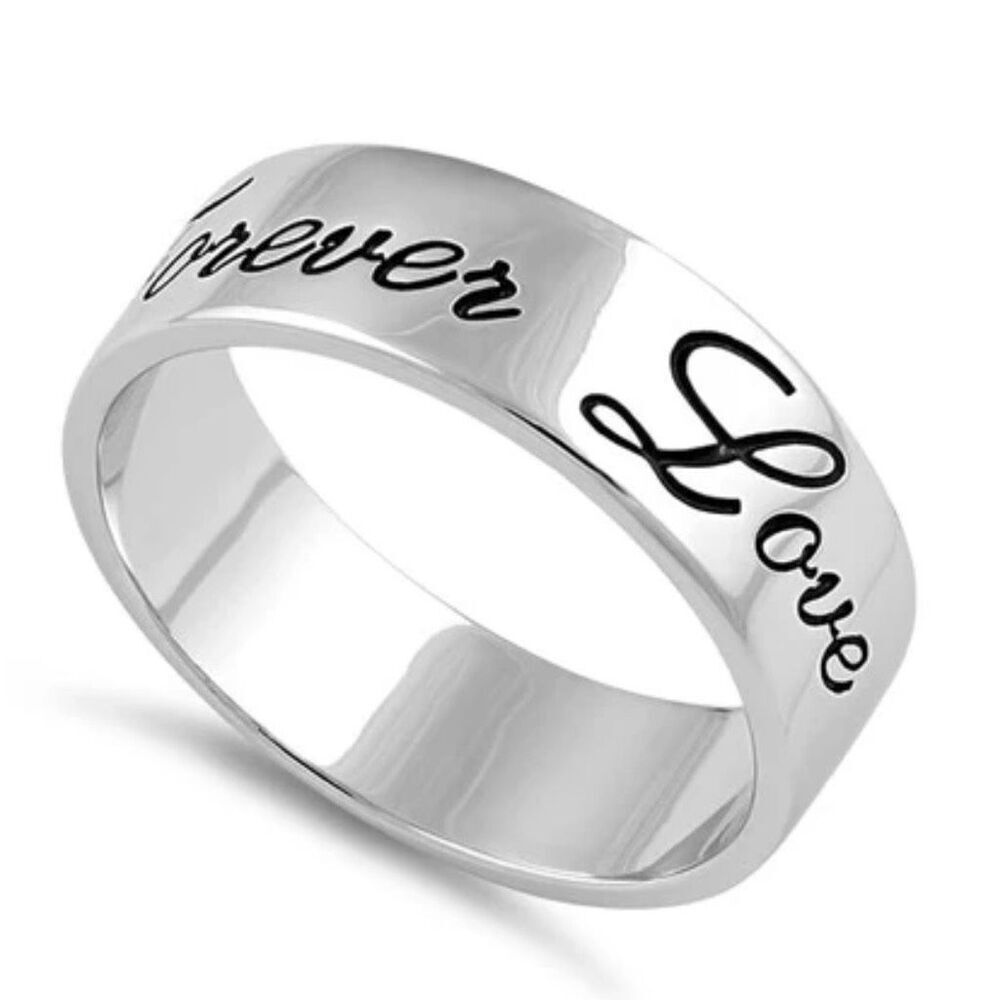 925 Sterling Silver Forever Love Script Band Ring Size 6 Women Gift Jewelry New
